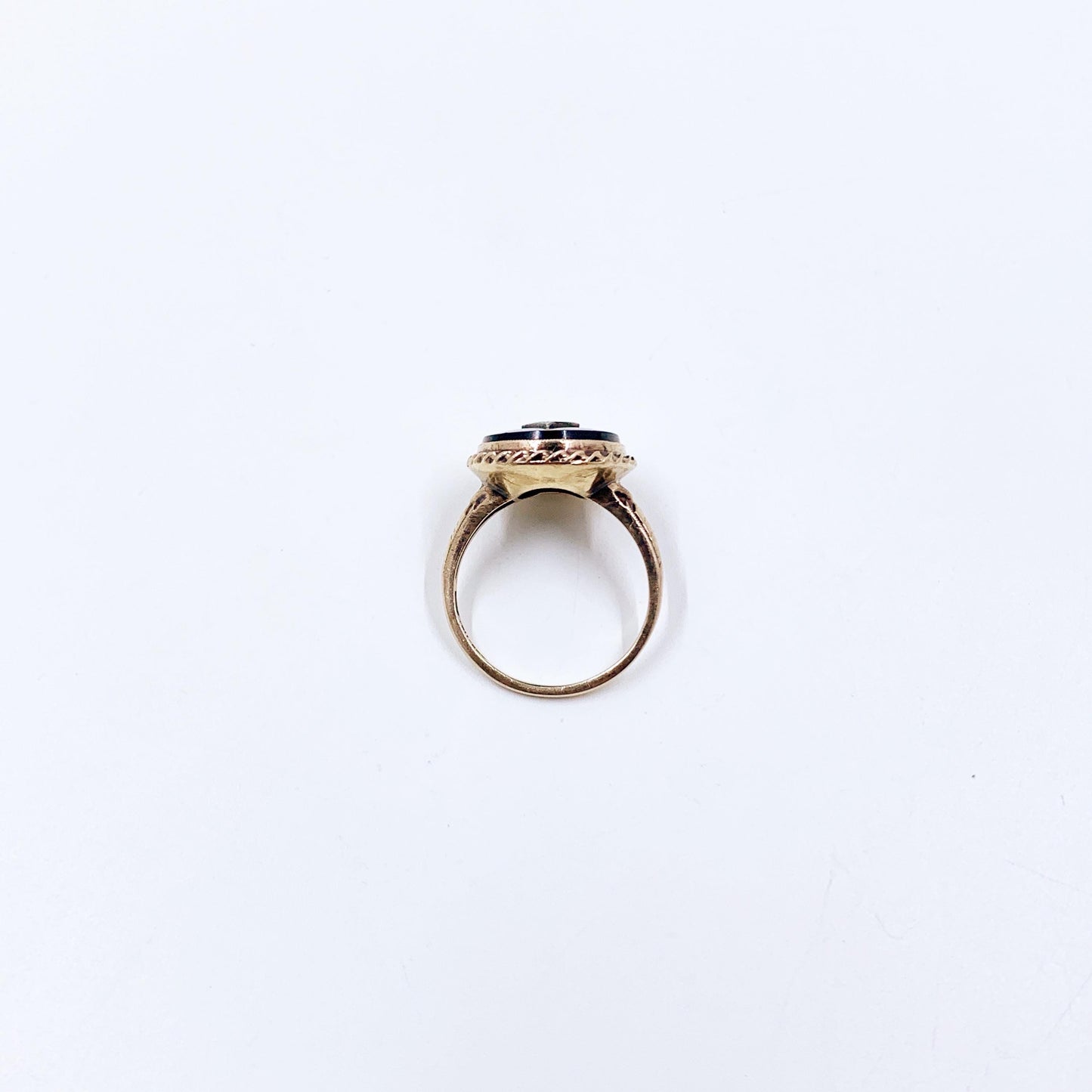 Vintage 10K Tru-Art Onyx and Diamond Ring, Size 5.75 Ring