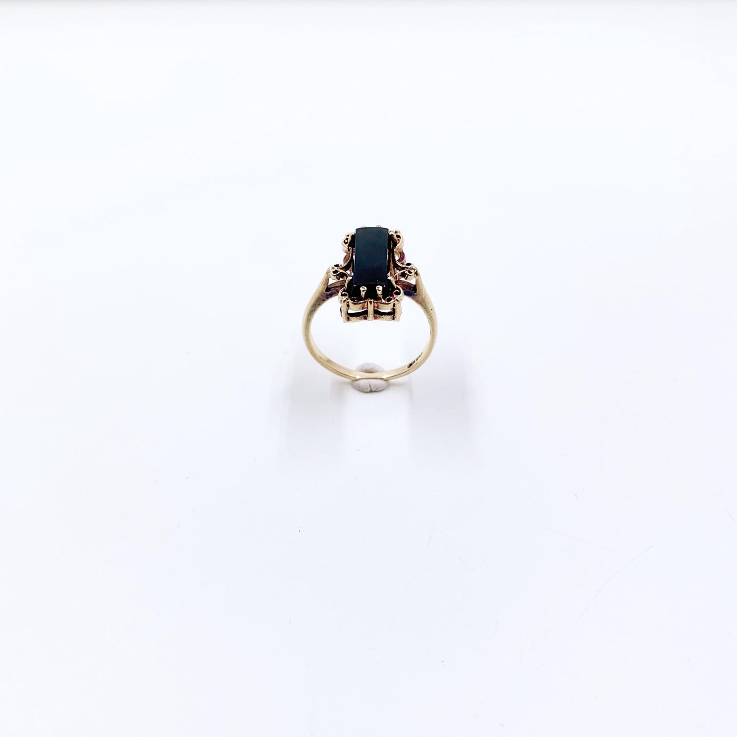 Vintage 10K Onyx Rectangle Ring | Size 6.5 Ring