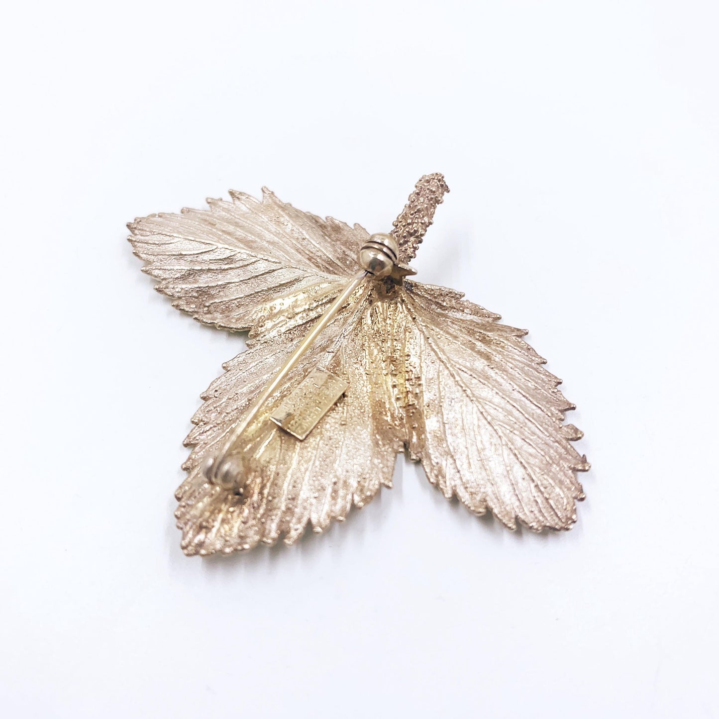 Vintage Flora Danica Modernist Silver Leaf Brooch