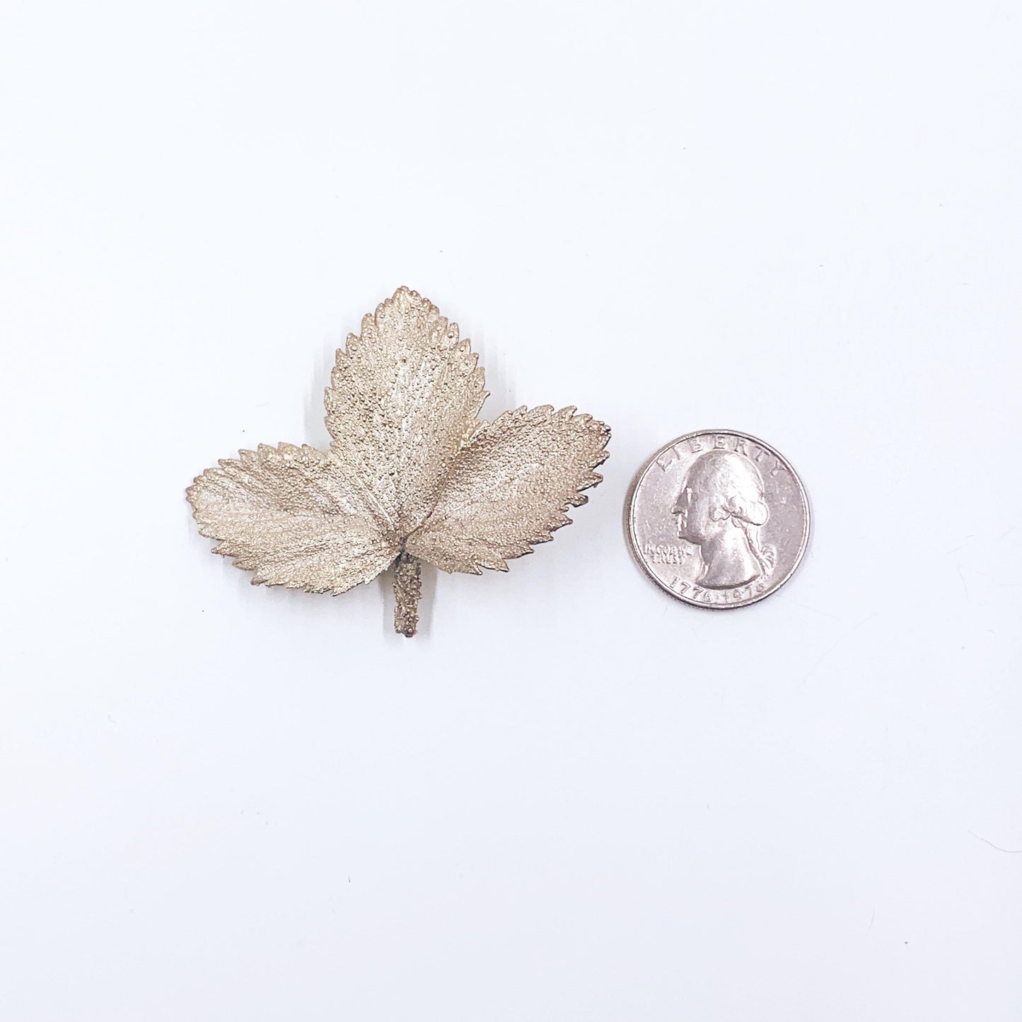 Vintage Flora Danica Modernist Silver Leaf Brooch