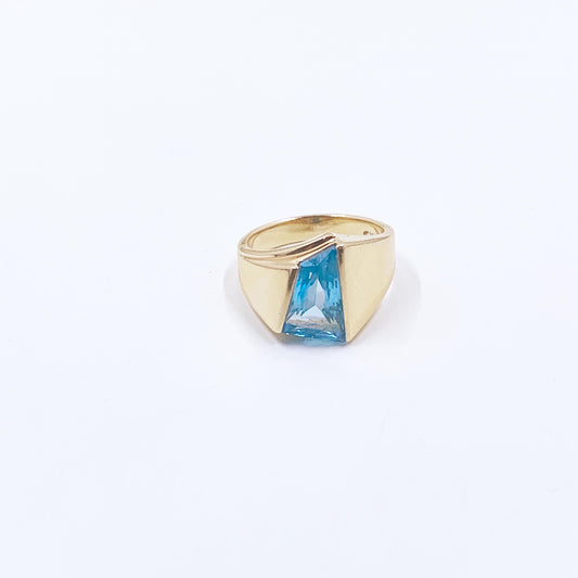 Estate 14k Gold Blue Topaz Ring, Size 6.75 Ring
