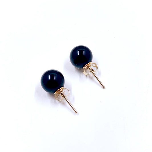 Estate 14K Gold Onyx Stud Earrings