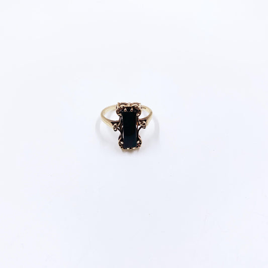 Vintage 10K Onyx Rectangle Ring | Size 6.5 Ring