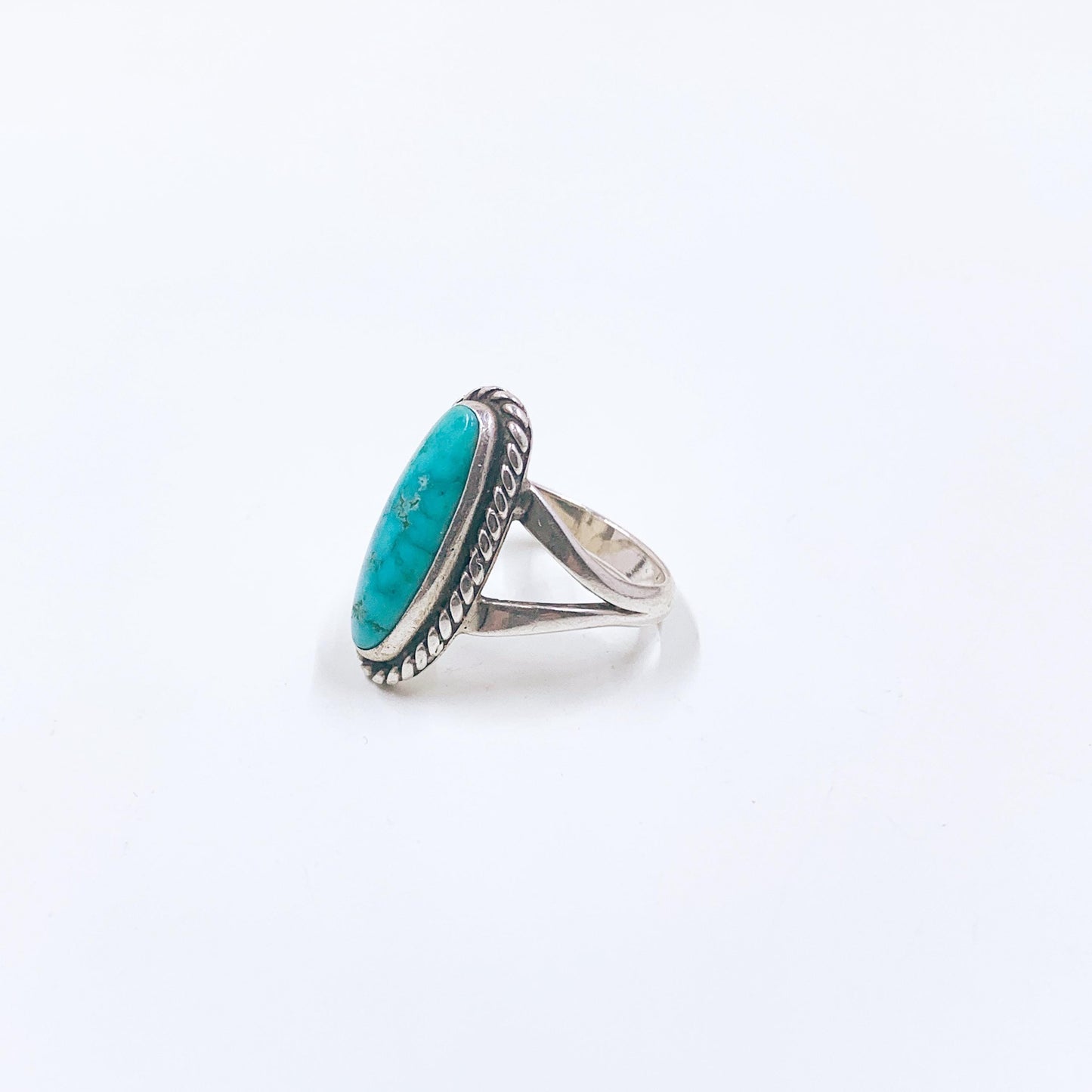 Vintage Navajo Sterling Tony Guerro Turquoise Ring, Size 6 3/4 Ring