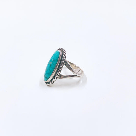 Vintage Navajo Sterling Tony Guerro Turquoise Ring, Size 6 3/4 Ring