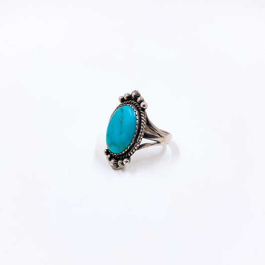 Vintage Sterling Southwest Turquoise Ring, Size 7 3/4 Ring
