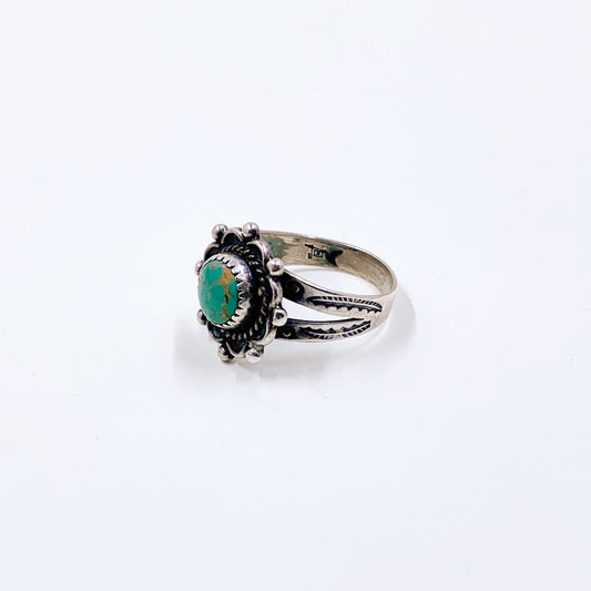 Vintage Sterling Bell Trading Post Turquoise Ring, Size 5 1/2 Ring