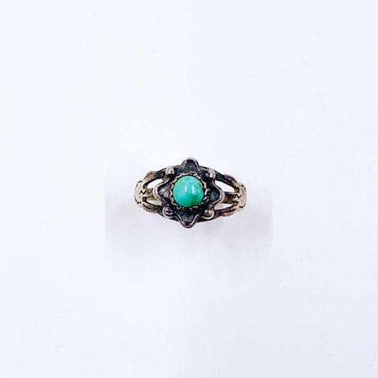 Vintage Sterling Southwest Starburst Turquoise Ring, Size 4 1/2 Ring