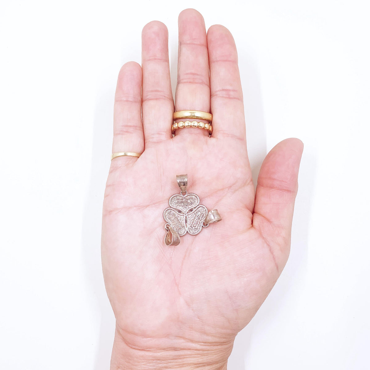 Sterling Silver Friends Heart Charm Set, Uncut Triple Pendant