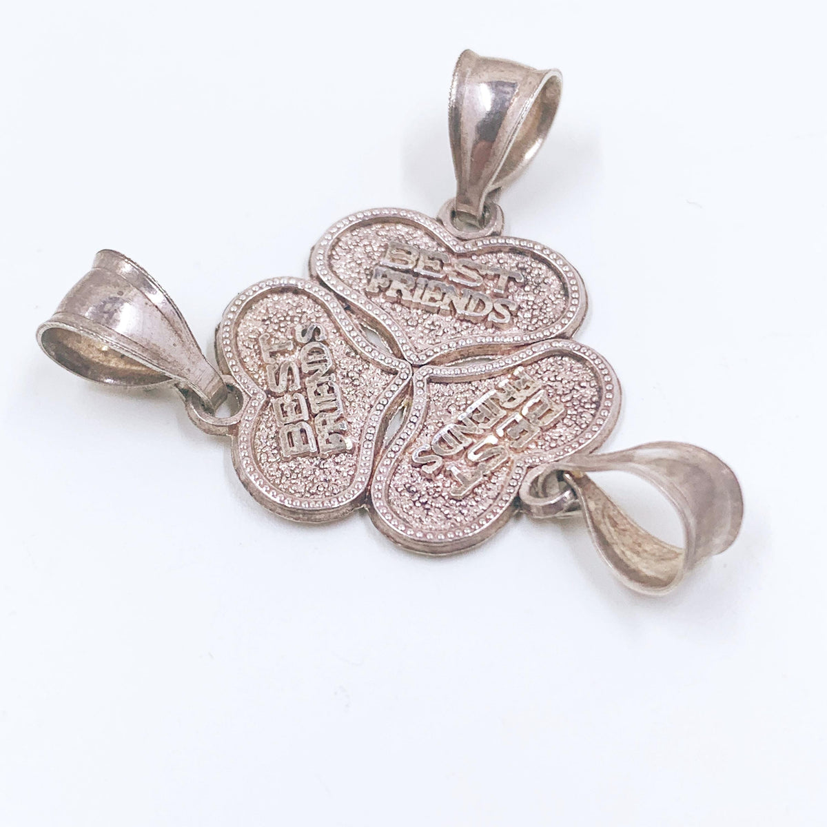 Sterling Silver Friends Heart Charm Set, Uncut Triple Pendant