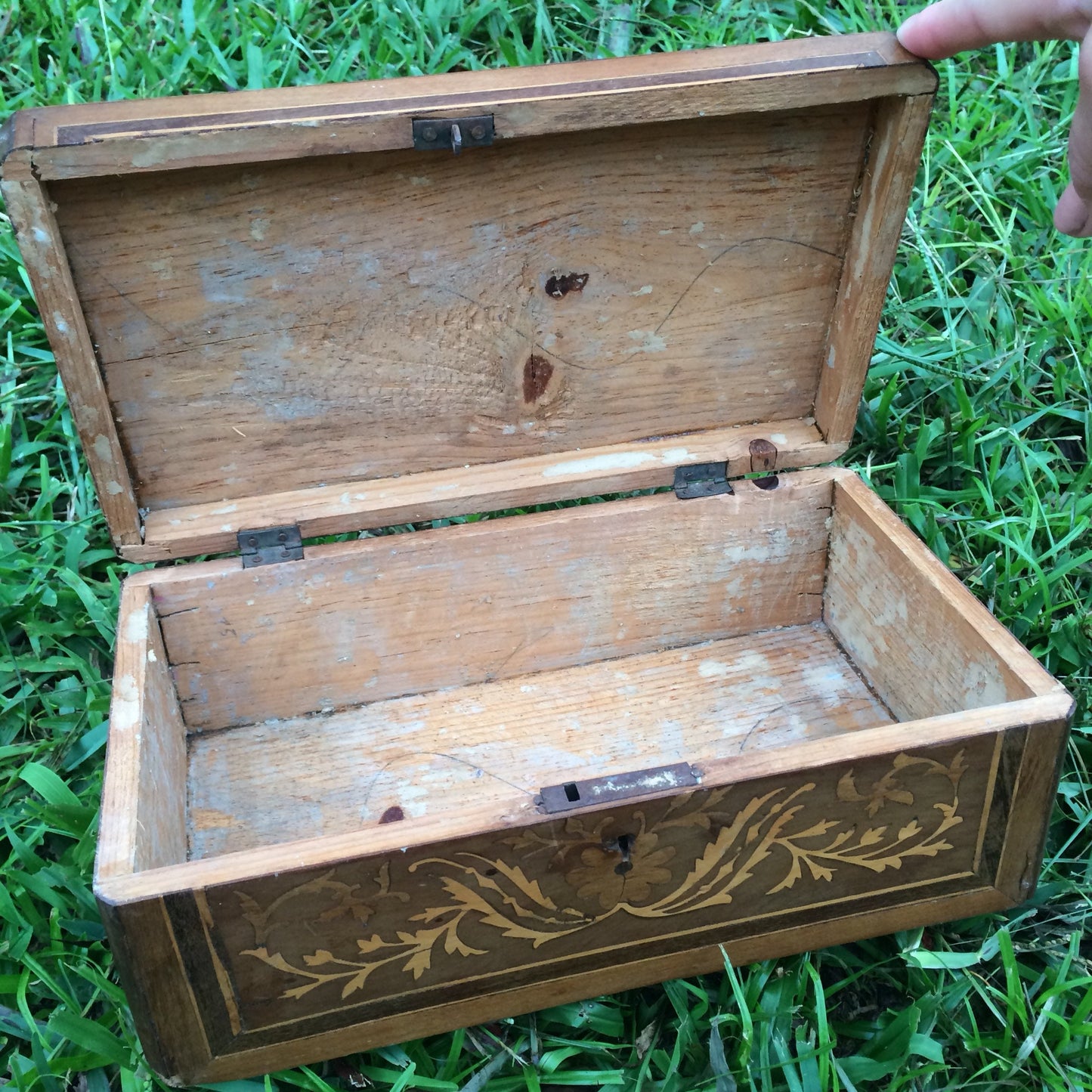 Vintage Marquetry Wood Box | Chinese Inlaid Wood Box | Wood Jewelry Box