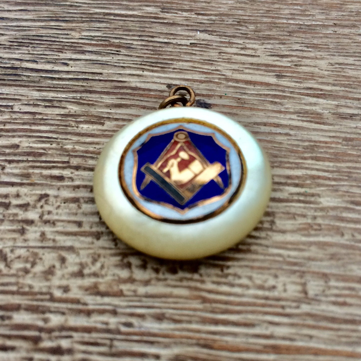 Vintage Masonic Fob Pendant | Mother of Pearl Pendant | Junior Order American Mechanics