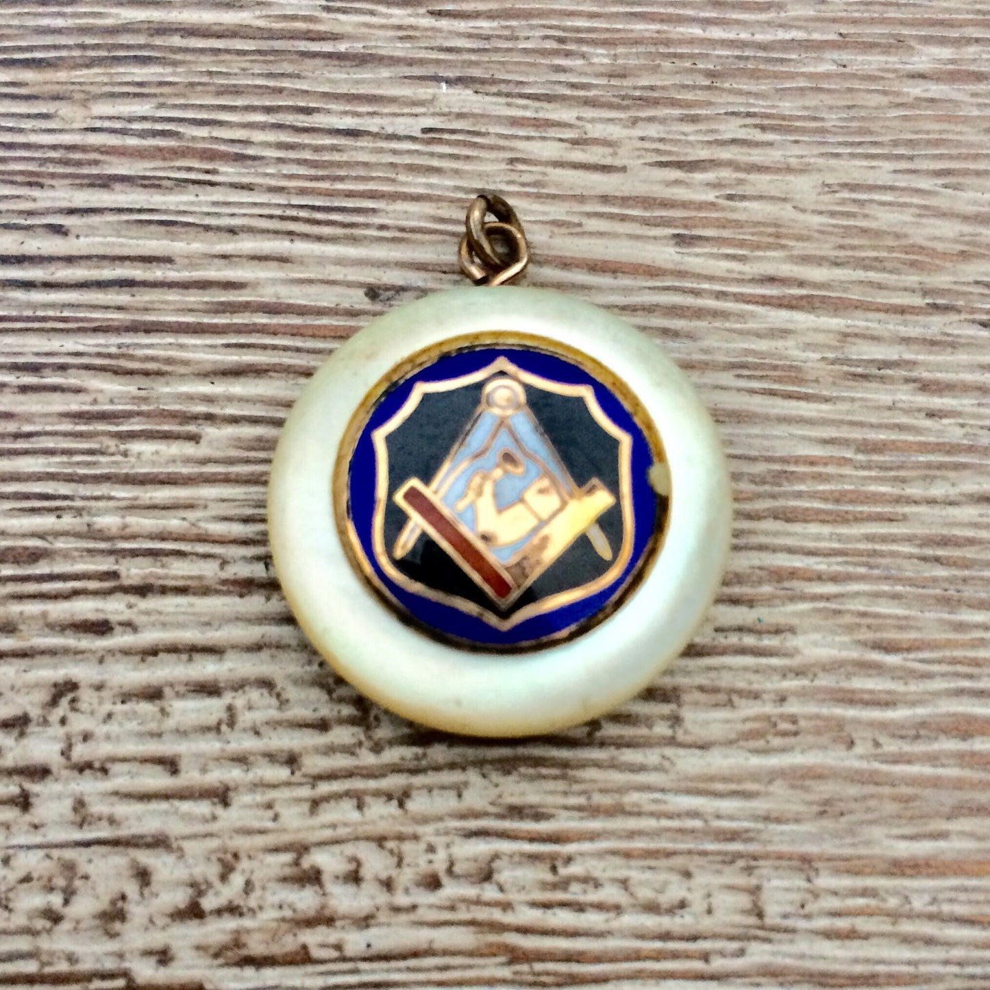 Vintage Masonic Fob Pendant | Mother of Pearl Pendant | Junior Order American Mechanics