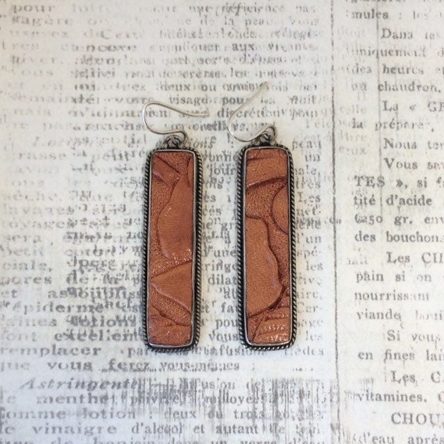 Silver Tooled Leather Earrings | Tooled Leather Jewelry | Southwest Earrings