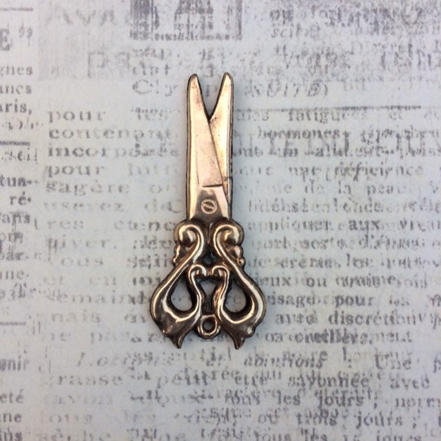 Victorian Scissor Charm | Gold Filled Repousse Scissors