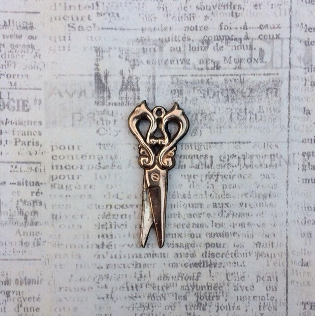 Victorian Scissor Charm | Gold Filled Repousse Scissors