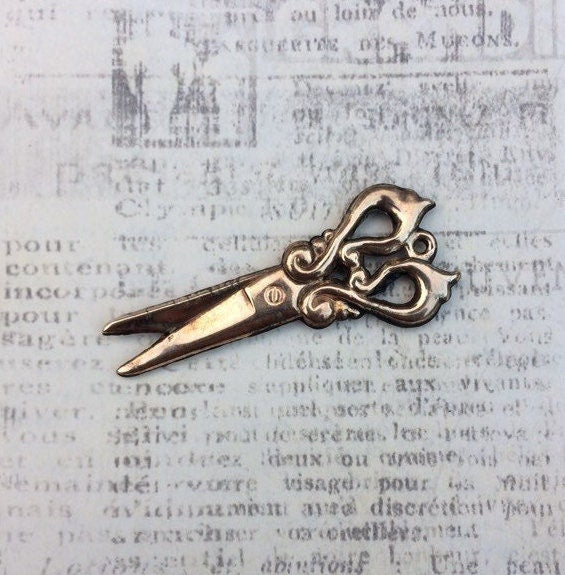 Victorian Scissor Charm | Gold Filled Repousse Scissors