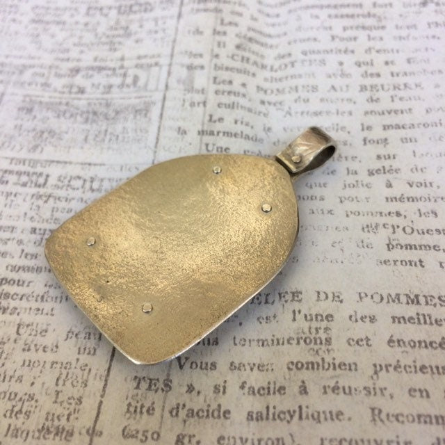 Silver Chrysocolla Pendant | Riveted Silver Stone Pendant