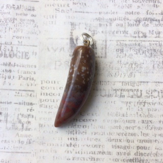 Vintage Jasper Corno Charm | Jasper Tusk Pendant | Red Stone