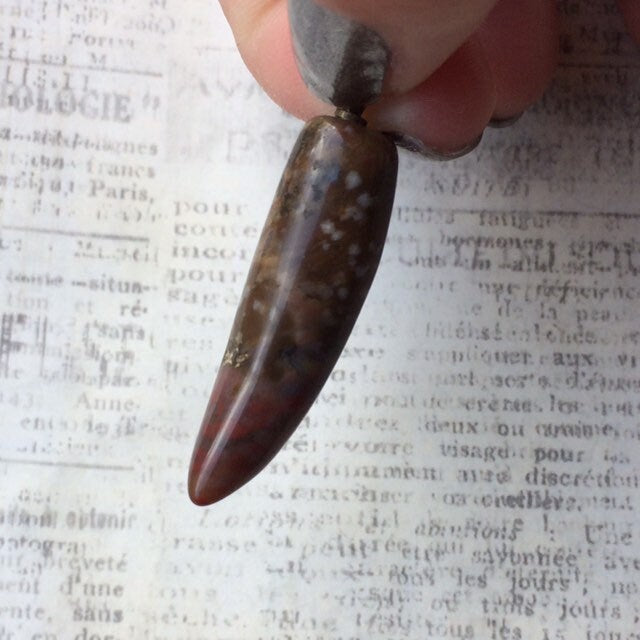 Vintage Jasper Corno Charm | Jasper Tusk Pendant | Red Stone