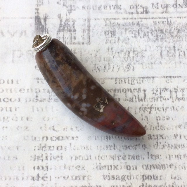 Vintage Jasper Corno Charm | Jasper Tusk Pendant | Red Stone