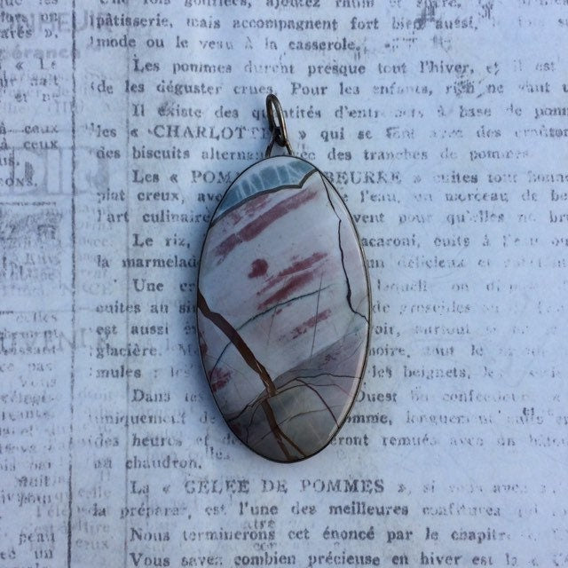 Silver Picture Jasper Pendant and Brooch | Handmade Jasper Stone Pendant