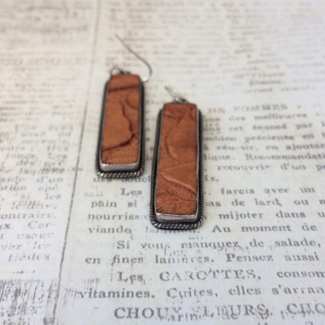 Silver Tooled Leather Earrings | Tooled Leather Jewelry | Southwest Earrings