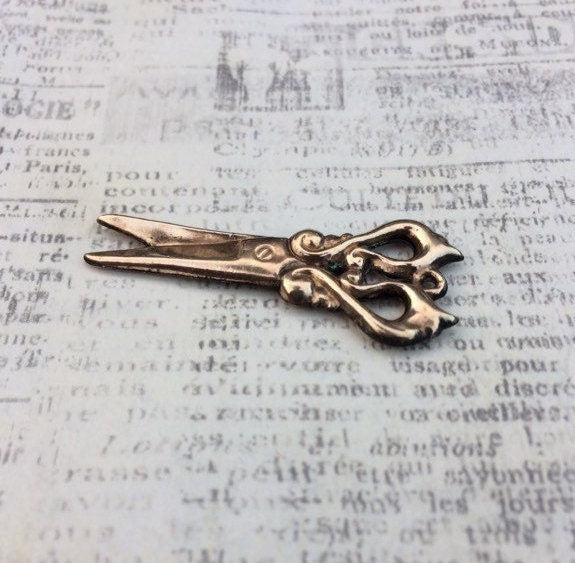 Victorian Scissor Charm | Gold Filled Repousse Scissors