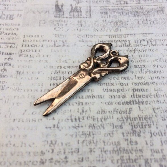 Victorian Scissor Charm | Gold Filled Repousse Scissors