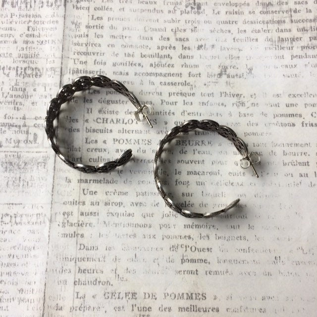 Vintage Silver Filigree Hoop Earrings | Half Hoop