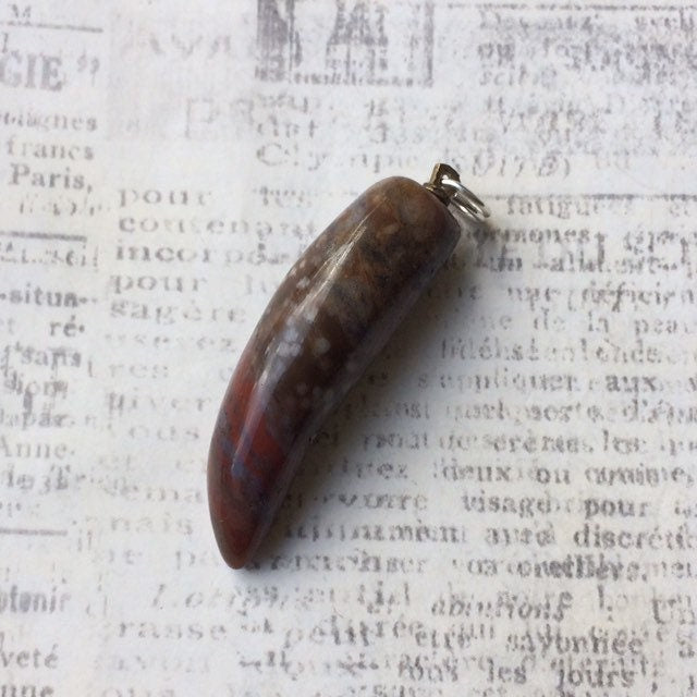 Vintage Jasper Corno Charm | Jasper Tusk Pendant | Red Stone