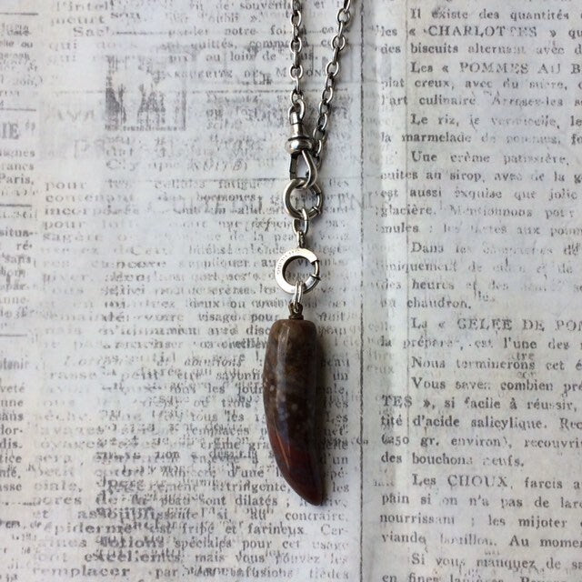 Vintage Jasper Corno Charm | Jasper Tusk Pendant | Red Stone