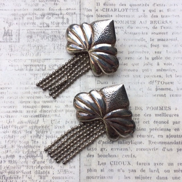 Vintage Silver Fringe Earrings | Italian Silver | Dangle Earrings