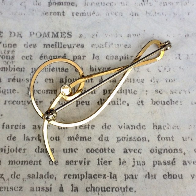 Vintage Treble Clef Brooch | Gold Filled | Music Note Jewelry