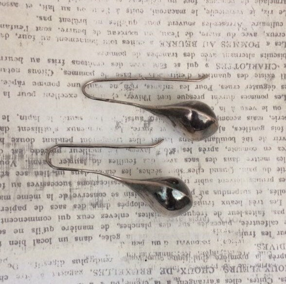 Vintage Silver Modernist Drop Earrings | Silver Rain Drops