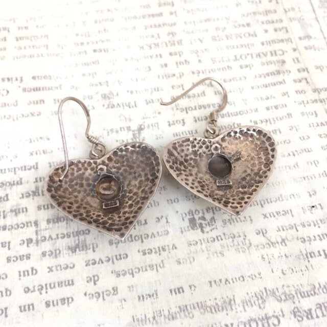 Vintage Silver Heart Earrings | MOP Earrings | Southwest Heart