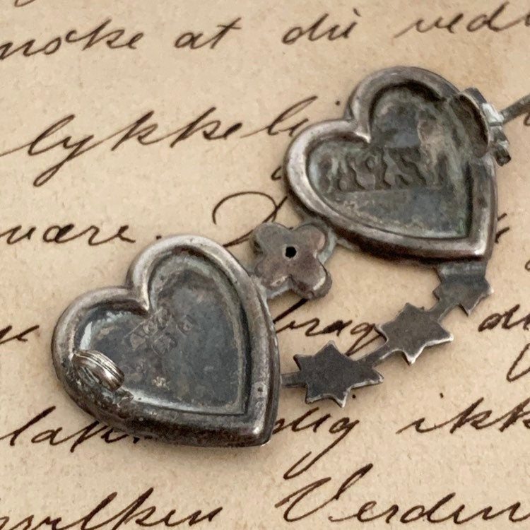 Victorian English Mizpah Brooch | Silver Heart Brooch