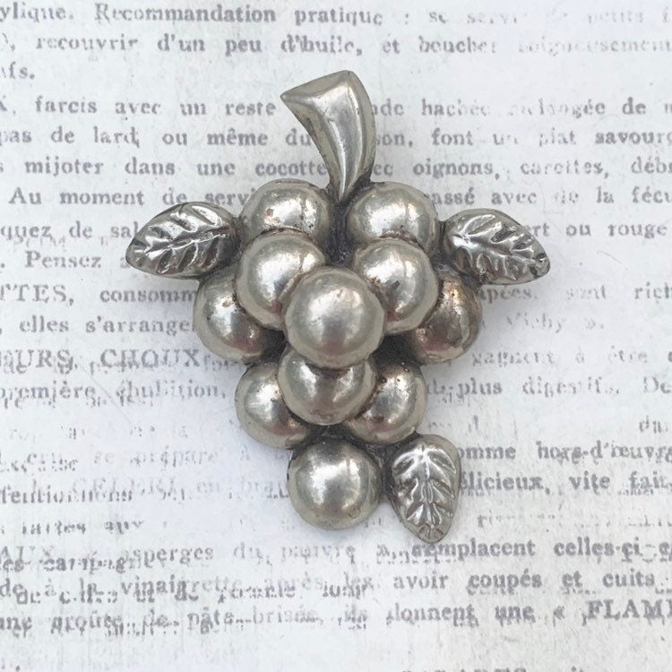 Vintage Silver Grape Cluster Brooch
