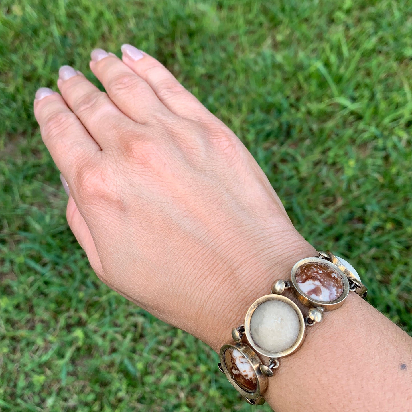 Vintage Jasper and Fossil Coral Bracelet