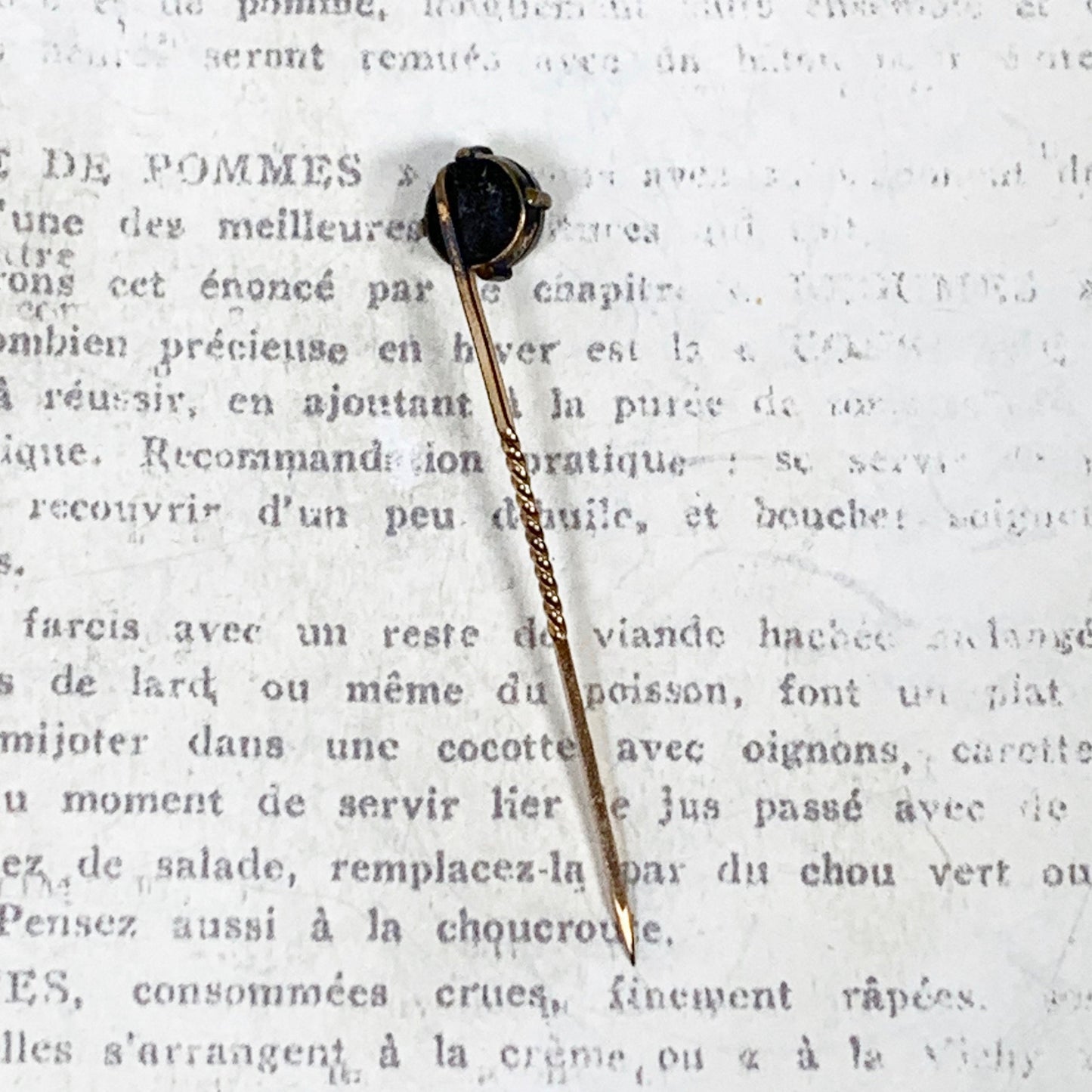 Antique Hardstone Cameo Stick Pin | Gold Filled Stick Pin | Female Profile