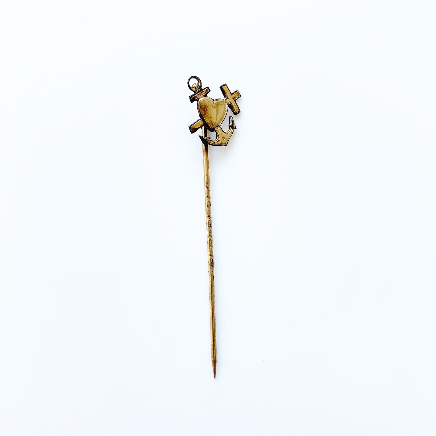 Victorian Faith, Hope, Love Stick Pin | Gold Filled Stick Pin
