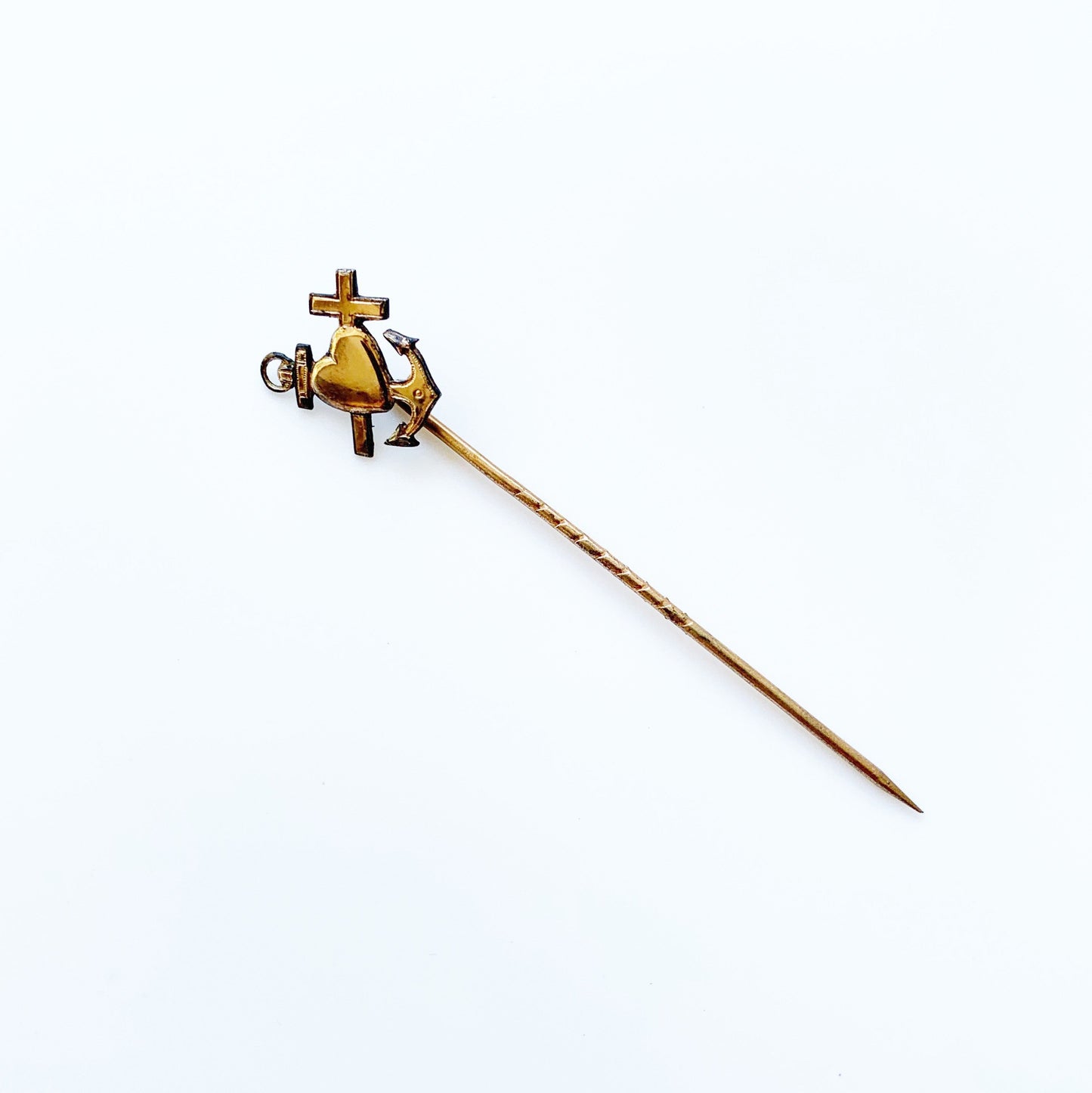 Victorian Faith, Hope, Love Stick Pin | Gold Filled Stick Pin