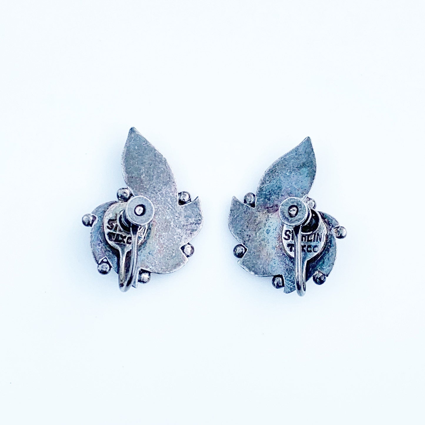 Vintage Silver Turquoise Screw Back Earrings | Mexican Silver | TAXCO Screw Back Earrings