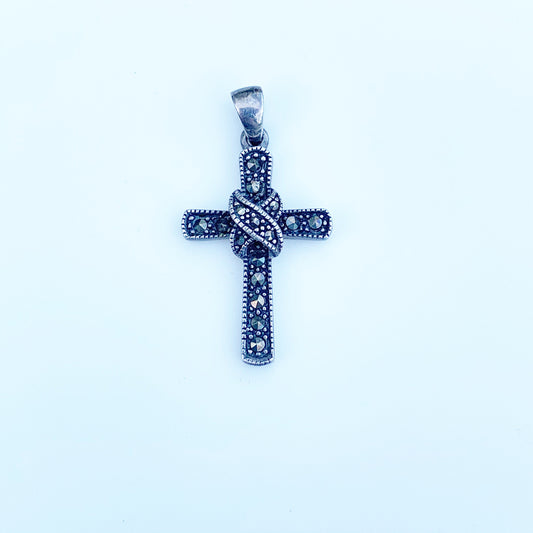 Vintage Silver Marcasite Cross