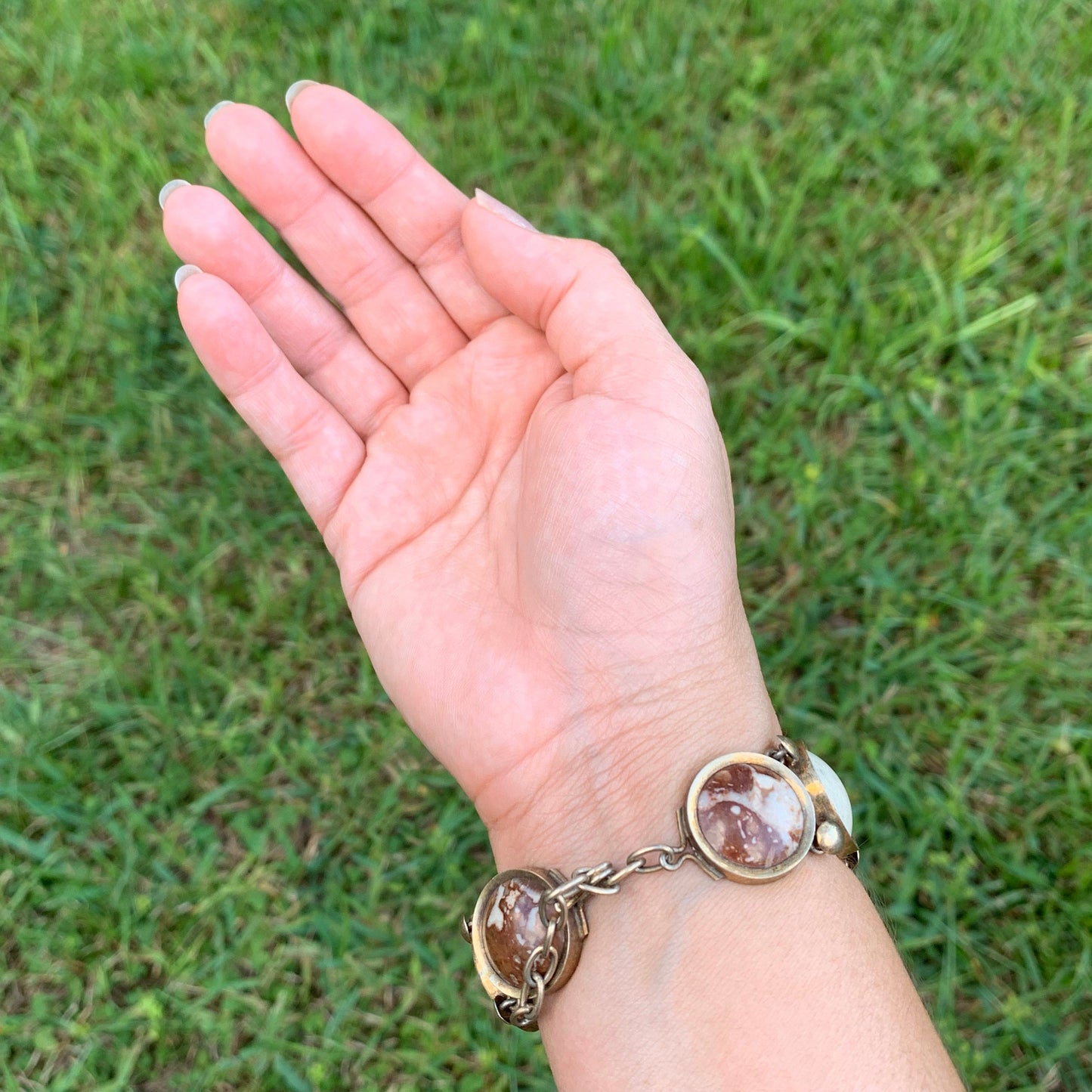 Vintage Jasper and Fossil Coral Bracelet