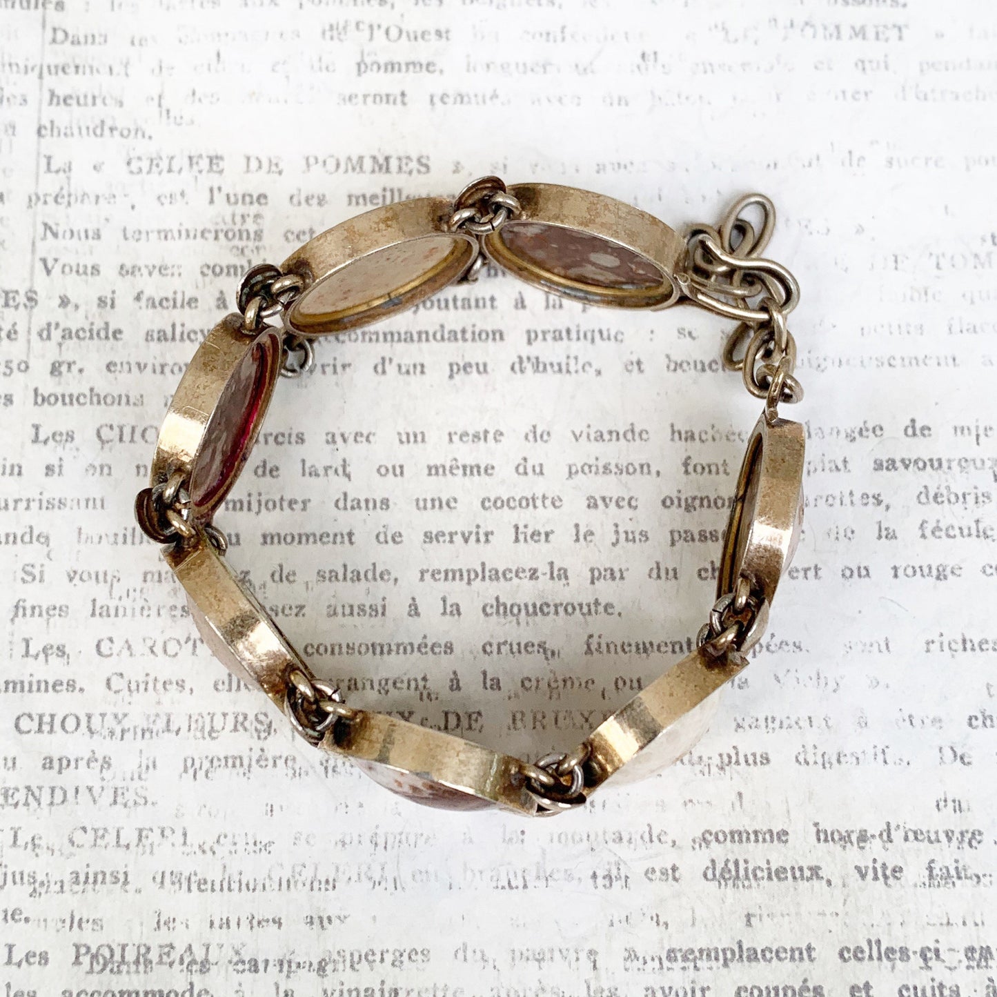 Vintage Jasper and Fossil Coral Bracelet