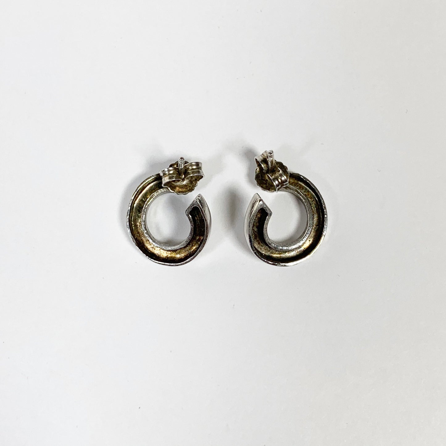 Silver Twisted Round Stud Earrings