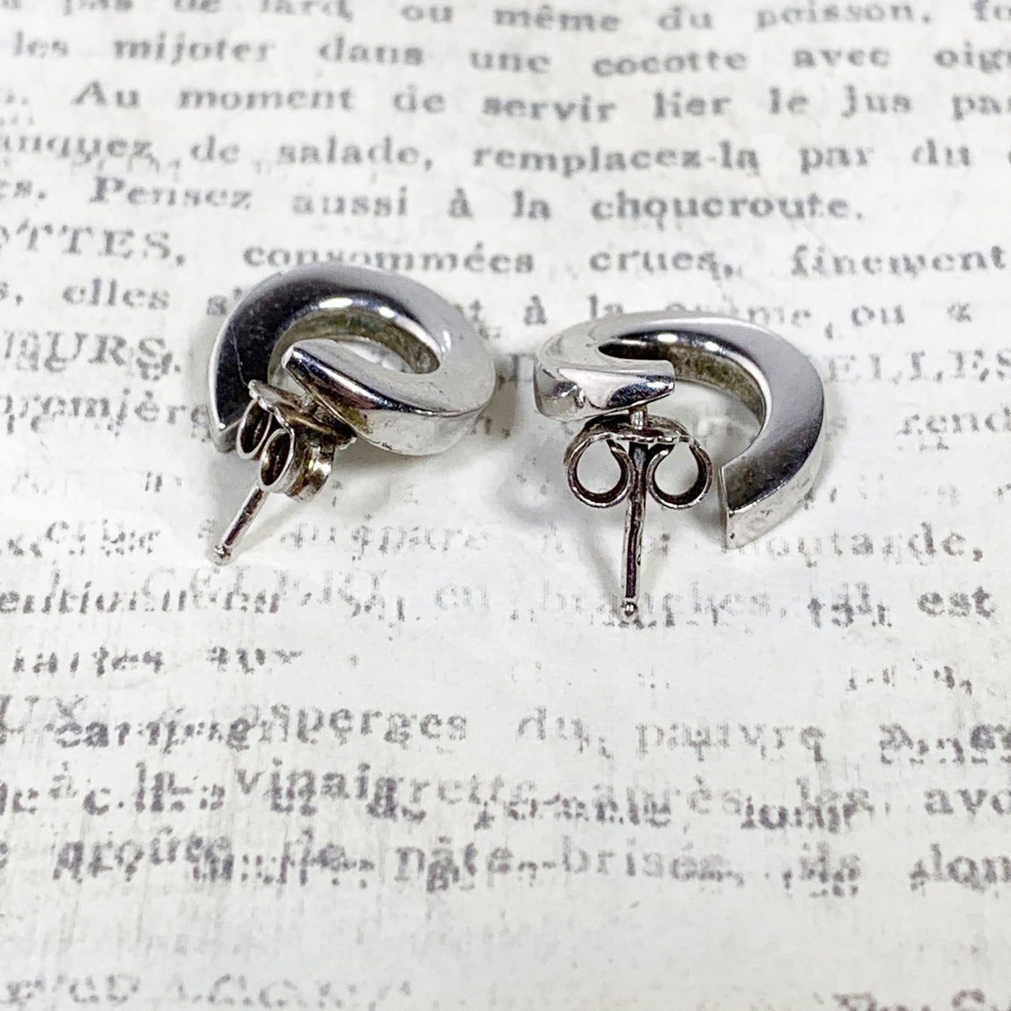 Silver Twisted Round Stud Earrings