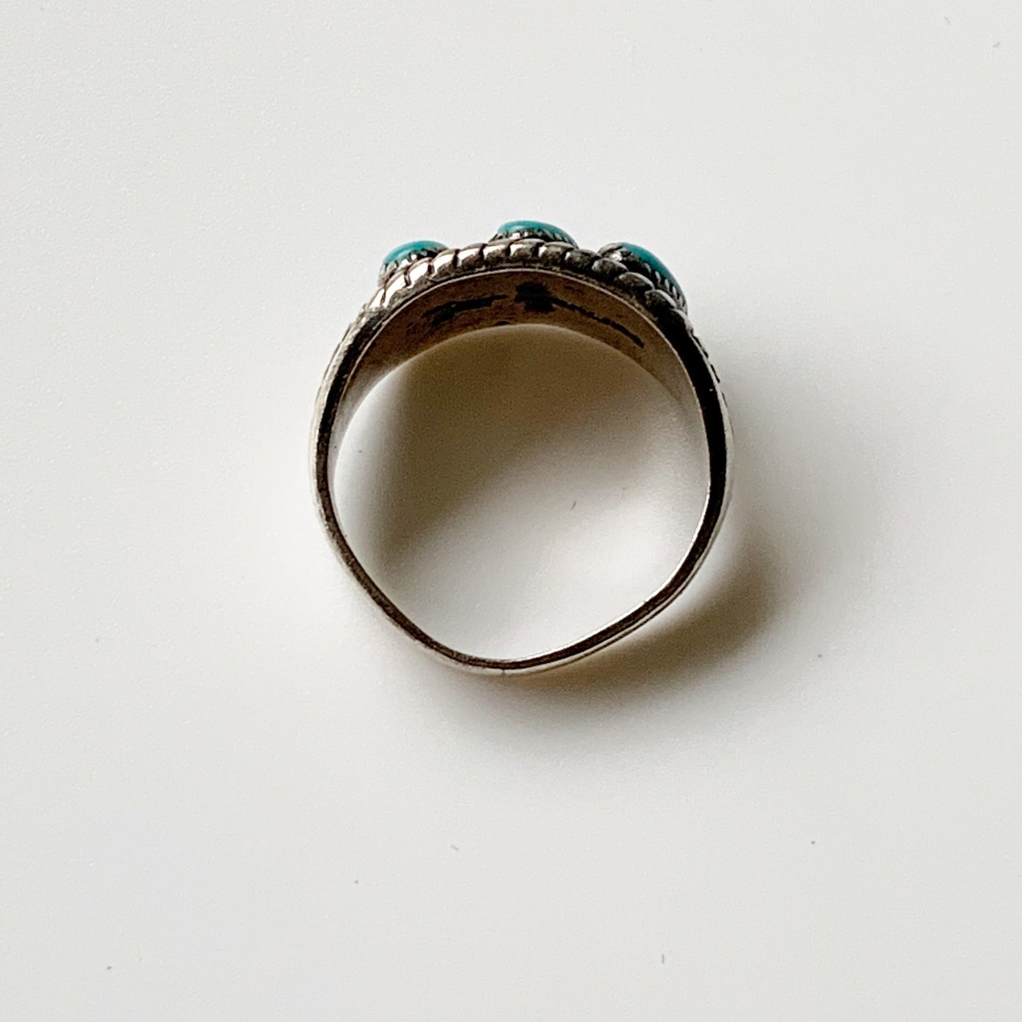 Vintage Turquoise Three Stone Ring | Bell Trading Post Ring | Size 6
