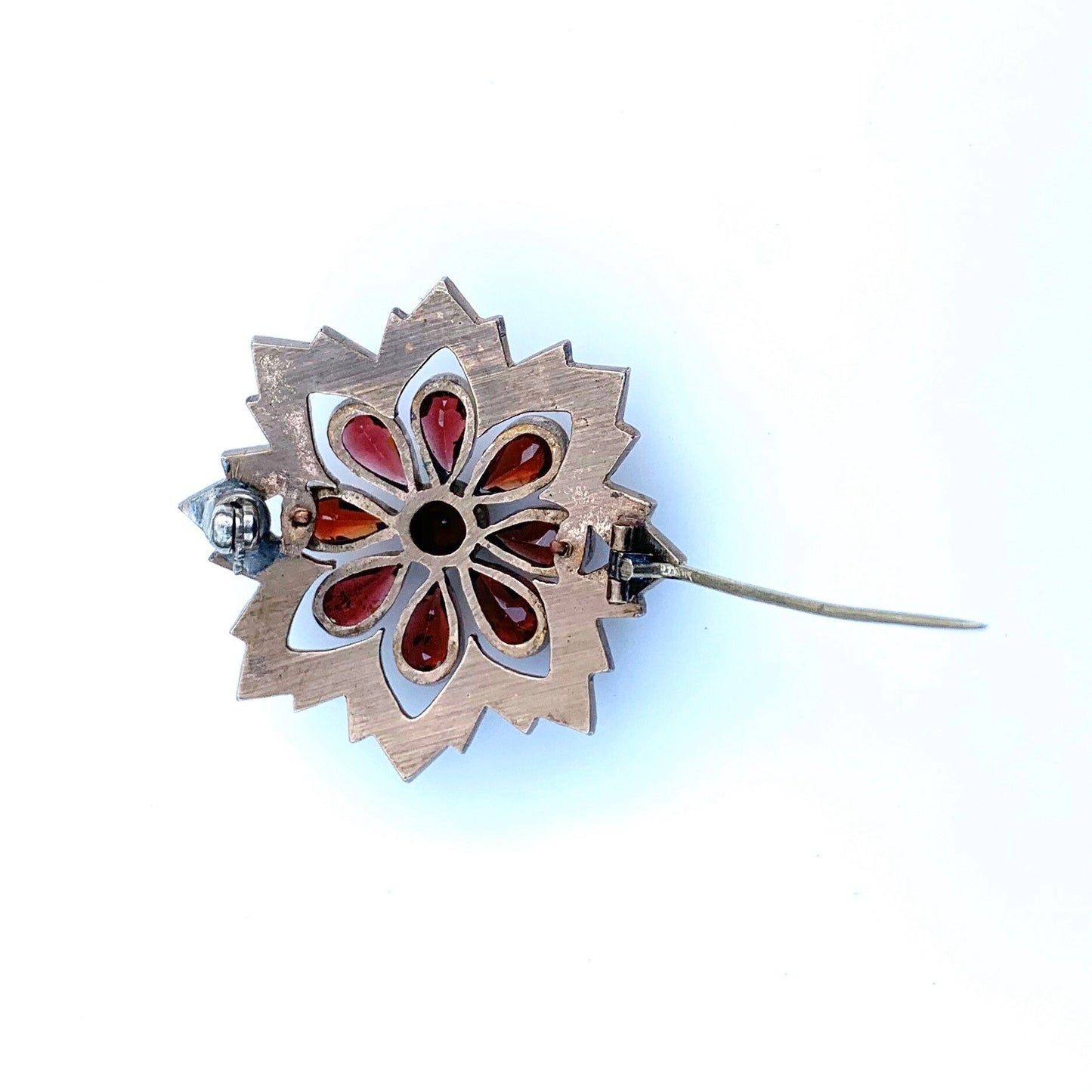 Victorian Garnet Flower Cluster Brooch | Rose Cut Garnet Brooch